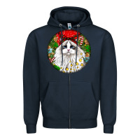 Navy christmas ragdoll  cat Zipper Hoodie - LillyAllenDesigns