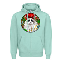 Seafoam christmas ragdoll  cat Zipper Hoodie - LillyAllenDesigns
