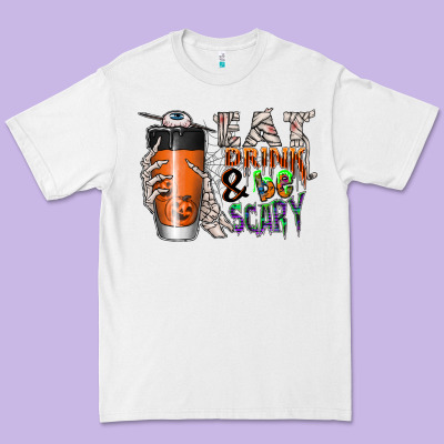 Eat Drink Be Scary Premium Tee Designed By Cowhidedigitalart