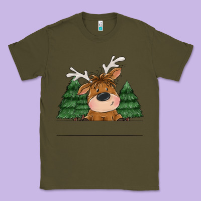 Personalized Christmas Deer Classic Tee Designed By Maliassmallbusiness