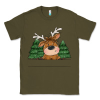 Army Green Personalized Christmas deer Classic Tee - MaliasSmallBusiness