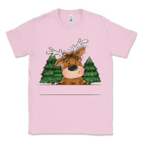 Bubblegum Pink Personalized Christmas deer Classic Tee - MaliasSmallBusiness