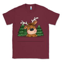 Burgundy Personalized Christmas deer Classic Tee - MaliasSmallBusiness