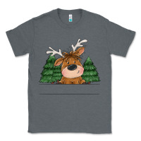 Charcoal Heather Personalized Christmas deer Classic Tee - MaliasSmallBusiness