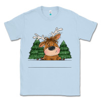 Dusty Blue Personalized Christmas deer Classic Tee - MaliasSmallBusiness