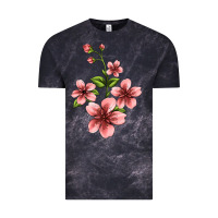 Cloud Black pink flowers hibiscus Vintage Tee - Jasminsmagicworld