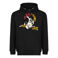 Black border collie with bandanna Heavyweight Hoodie - texasbilliewilder