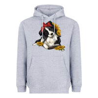 Heather Grey border collie with bandanna Heavyweight Hoodie - texasbilliewilder