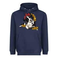 Navy border collie with bandanna Heavyweight Hoodie - texasbilliewilder
