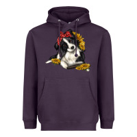 Plum border collie with bandanna Heavyweight Hoodie - texasbilliewilder