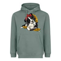 Sage border collie with bandanna Heavyweight Hoodie - texasbilliewilder