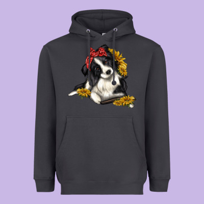 Border Collie With Bandanna Heavyweight Hoodie Designed By Texasbilliewilder