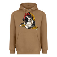 Toasted Coconut border collie with bandanna Heavyweight Hoodie - texasbilliewilder