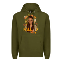 Army Green Fall vibes afro woman Premium Hoodie - NancyCooperArtShop