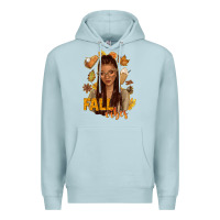 Blue Mist Fall vibes afro woman Premium Hoodie - NancyCooperArtShop