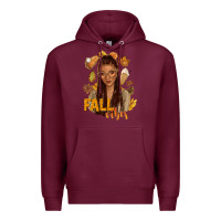 Burgundy Fall vibes afro woman Premium Hoodie - NancyCooperArtShop