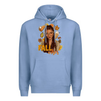Colony Blue Fall vibes afro woman Premium Hoodie - NancyCooperArtShop