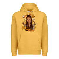Mustard Fall vibes afro woman Premium Hoodie - NancyCooperArtShop