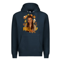 Navy Fall vibes afro woman Premium Hoodie - NancyCooperArtShop