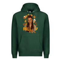 Sports Green Fall vibes afro woman Premium Hoodie - NancyCooperArtShop