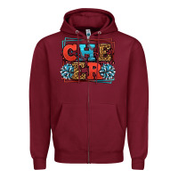 Burgundy Cheer Baseball stitchs Zipper Hoodie - LillyAllenDesigns