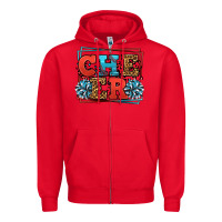 Red Cheer Baseball stitchs Zipper Hoodie - LillyAllenDesigns