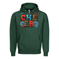 Sports Green Cheer Baseball stitchs Zipper Hoodie - LillyAllenDesigns