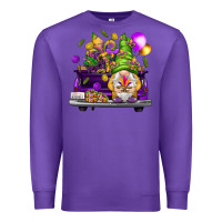 Purple Mardi Gras gnome on the truck Premium Sweatshirt - NancyCooperArtShop