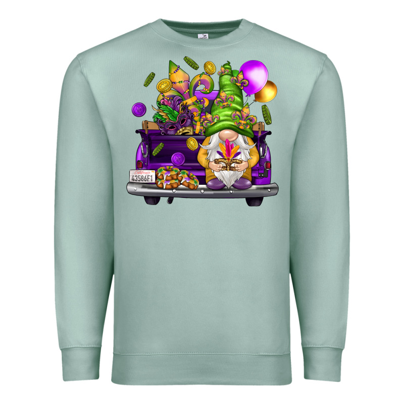 Mardi Gras Gnome On The Truck Premium Sweatshirt by NancyCooperArtShop | Teevron