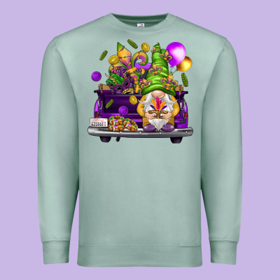 Mardi Gras Gnome On The Truck Premium Sweatshirt Designed By Nancycooperartshop