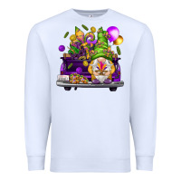 White Mardi Gras gnome on the truck Premium Sweatshirt - NancyCooperArtShop