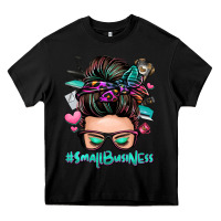 Black small business messy bun Heavy Core Tee - Zillion Design Studio