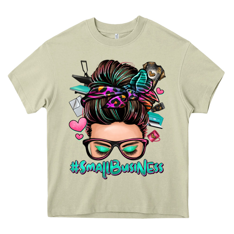 Small Business Messy Bun Heavy Core Tee by Zillion Design Studio | Teevron