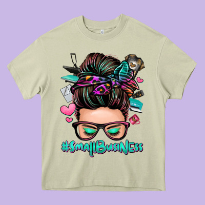 Small Business Messy Bun Heavy Core Tee Designed By Zillion Design Studio