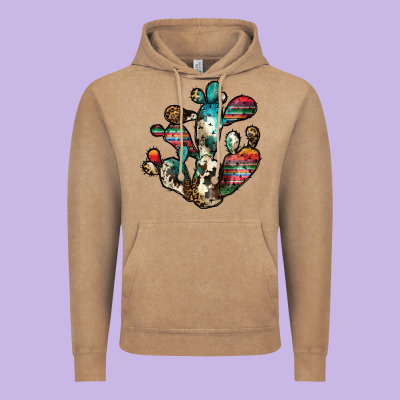 Serape Cactus Vintage Hoodie Designed By Jahusdesignshop