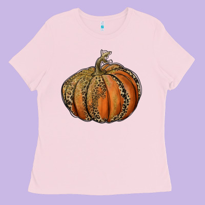 Leopard Pumpkin Ladies Tee Designed By Ranaportraitstore
