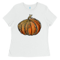 White leopard pumpkin Ladies Tee - RanaPortraitStore