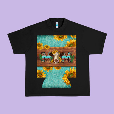 Mom Hereford Cattle Sunflowers On Tooled Leather Regular Can Cooler Urban Heavy Tee Designed By Barkaloodesign