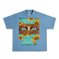 Pebble Blue mom hereford cattle sunflowers on tooled leather regular can cooler Urban Heavy Tee - BarkalooDesign