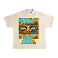 Sandshell mom hereford cattle sunflowers on tooled leather regular can cooler Urban Heavy Tee - BarkalooDesign