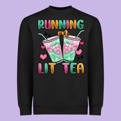 Running On Lit Tea Heavyweight Sweatshirt Designed By Maliassmallbusiness