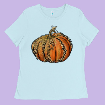 Leopard Pumpkin Ladies Tee Designed By Ranaportraitstore