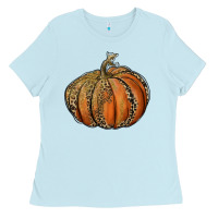 Baby Blue leopard pumpkin Ladies Tee - RanaPortraitStore