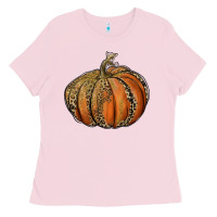 Bubblegum Pink leopard pumpkin Ladies Tee - RanaPortraitStore