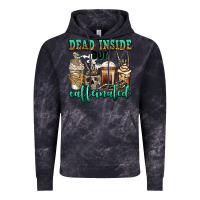 Cloud Black dead inside but caffeinated skeleton coffee cups Vintage Hoodie - Jasminsmagicworld
