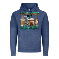 Vintage Denim dead inside but caffeinated skeleton coffee cups Vintage Hoodie - Jasminsmagicworld