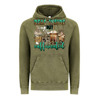 Vintage Olive dead inside but caffeinated skeleton coffee cups Vintage Hoodie - Jasminsmagicworld
