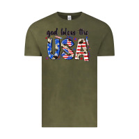 Vintage Olive god bless the usa Vintage Tee - NancyCooperArtShop