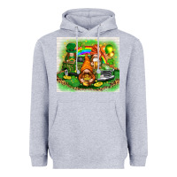 Heather Grey st patricks day gnomies with truck Heavyweight Hoodie - NancyCooperArtShop