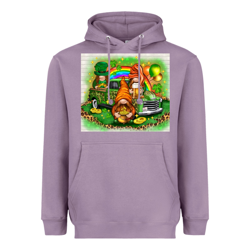 St Patricks Day Gnomies With Truck Heavyweight Hoodie by NancyCooperArtShop | Teevron